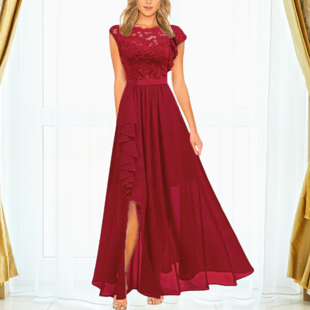 Lace-Look V-Neck Maxi Dress