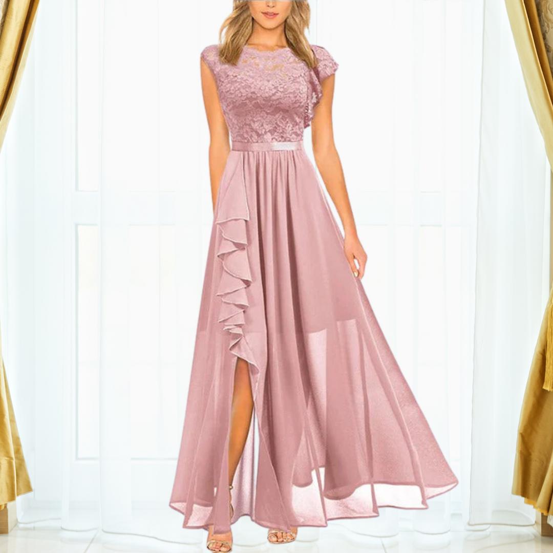Lace-Look V-Neck Maxi Dress