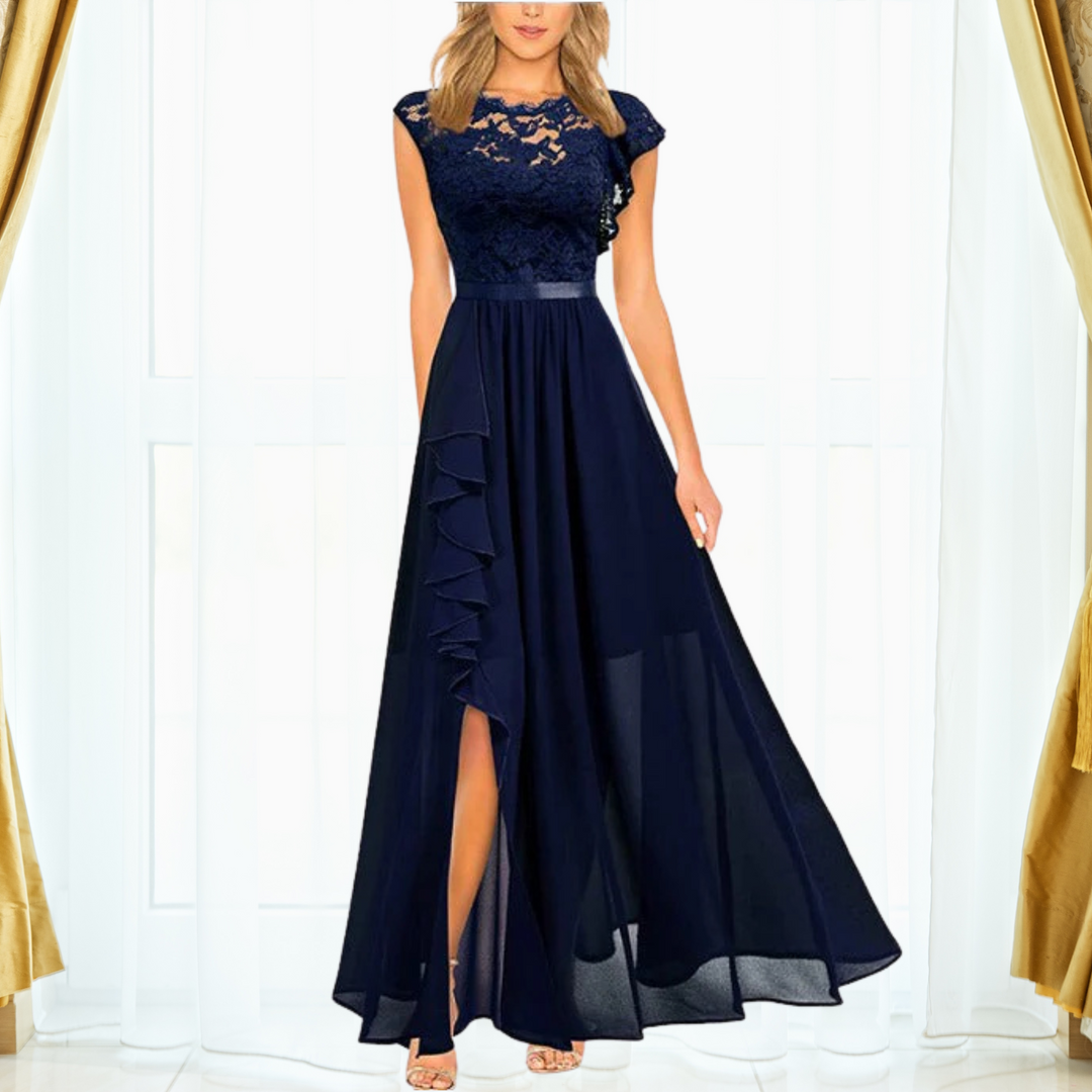 Lace-Look V-Neck Maxi Dress