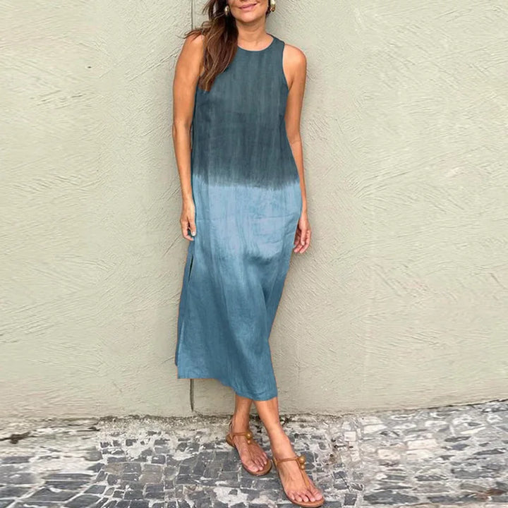 Sleeveless Gradient Summer Dress with Slit