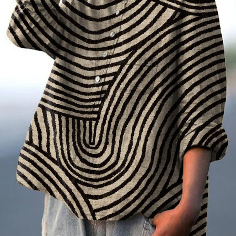 Khaki Abstract Print Button-Down Shirt