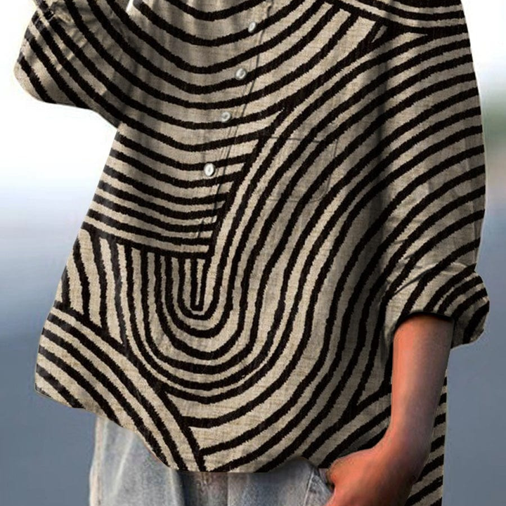 Khaki Abstract Print Button-Down Shirt