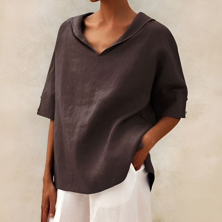 Oversized V-Neck Short Sleeve Top