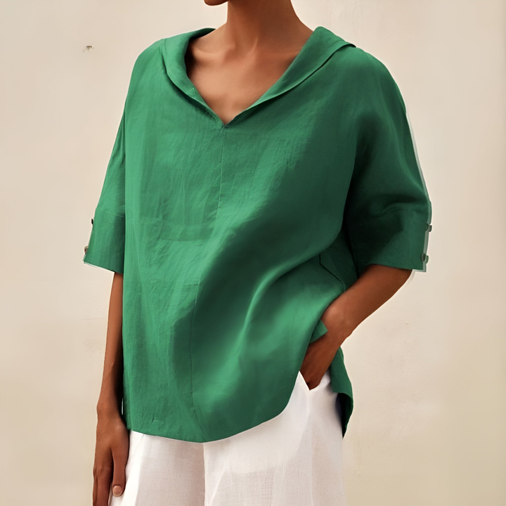 Oversized V-Neck Short Sleeve Top