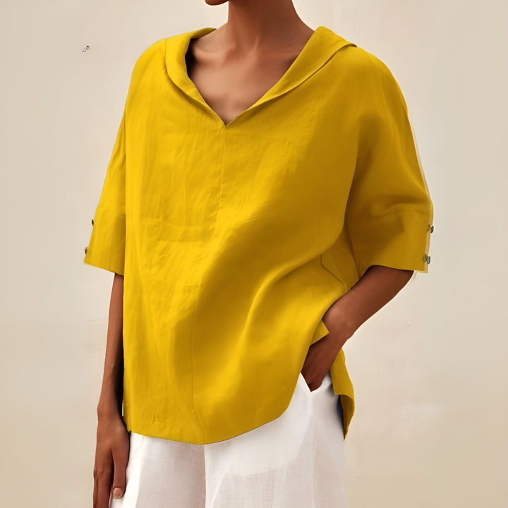 Oversized V-Neck Short Sleeve Top