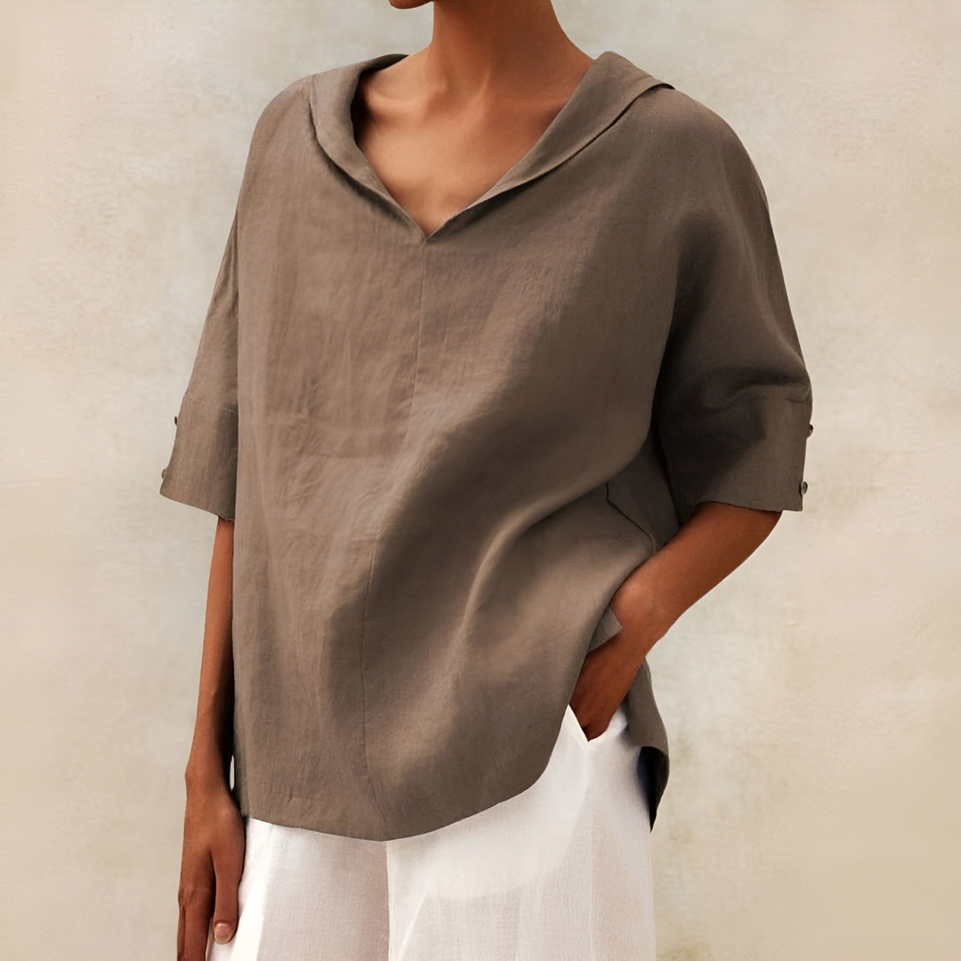 Oversized V-Neck Short Sleeve Top