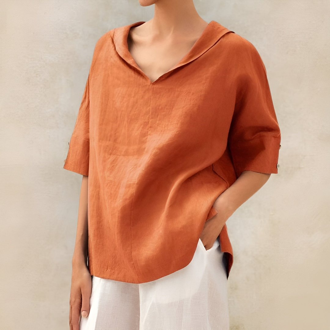 Oversized V-Neck Short Sleeve Top