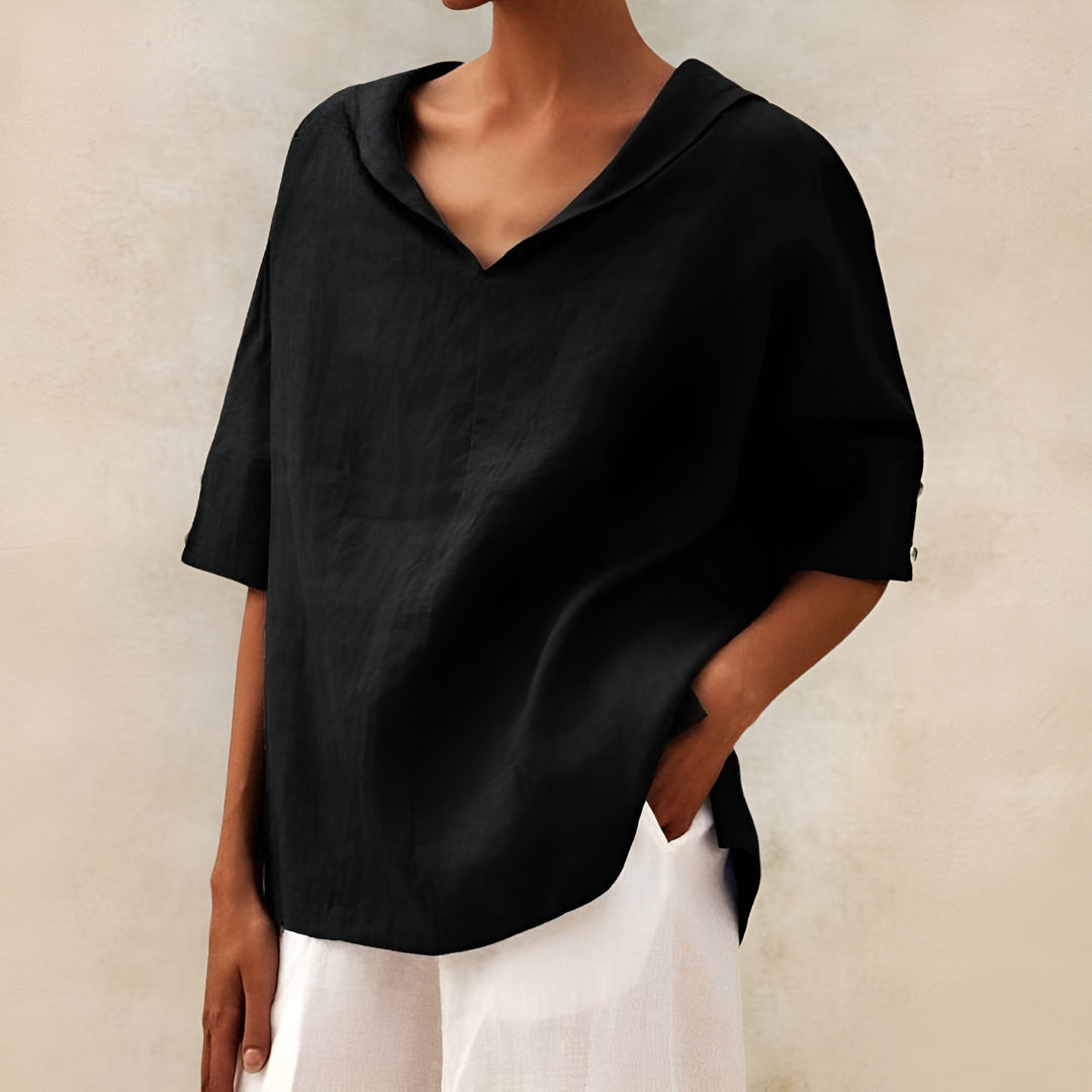 Oversized V-Neck Short Sleeve Top