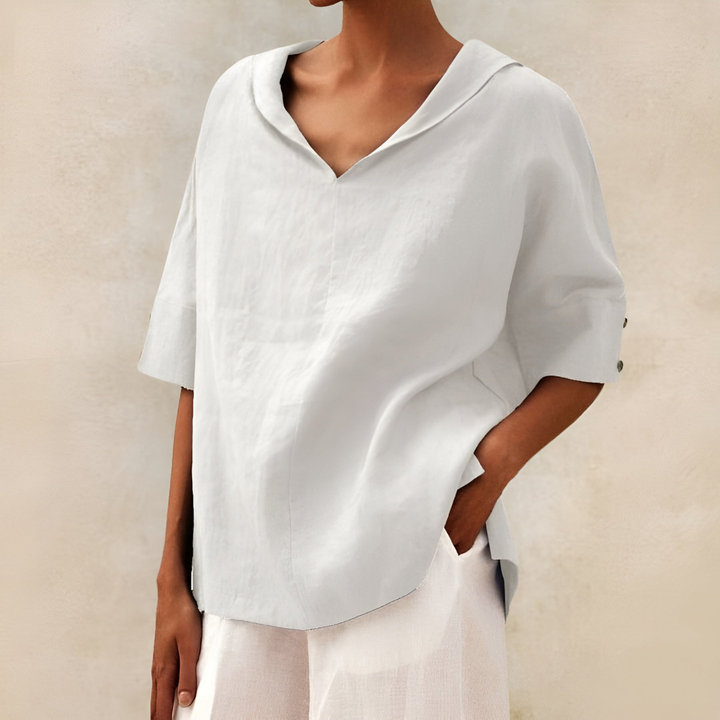 Oversized V-Neck Short Sleeve Top
