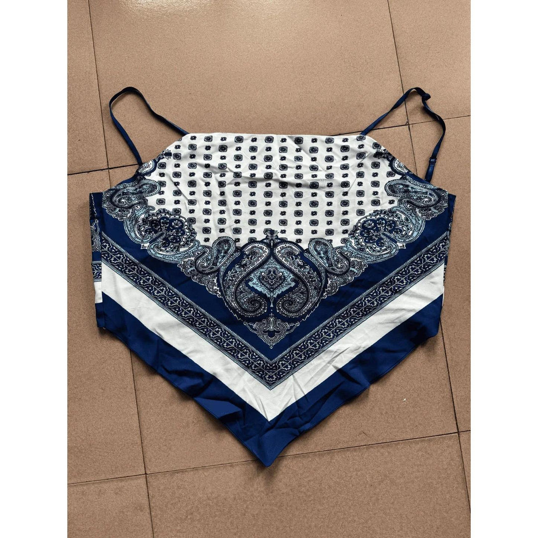 Printed Lace-Up Vest And Pants Set