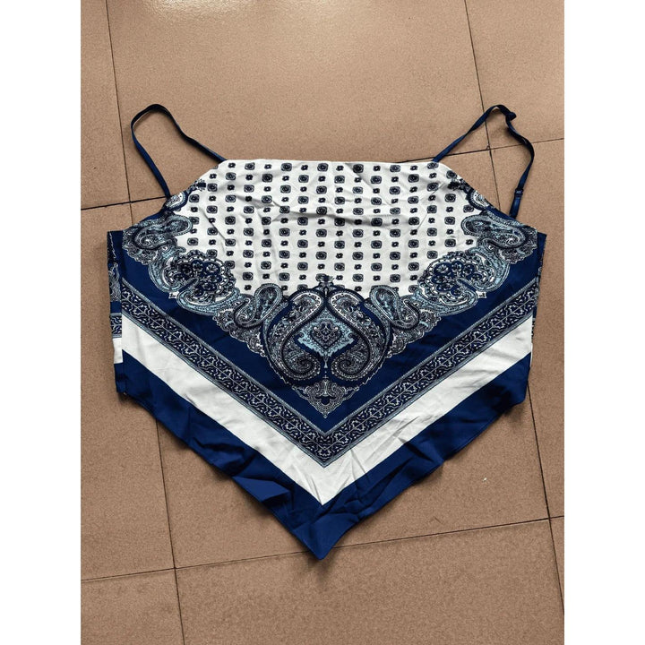 Printed Lace-Up Vest And Pants Set