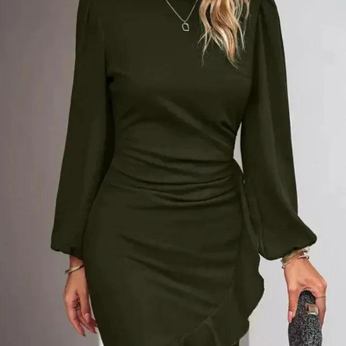 Long Sleeve A-Line Midi Dress
