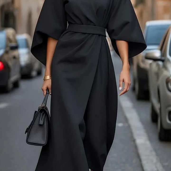 Women’s Belted Kimono Sleeve Midi Dress