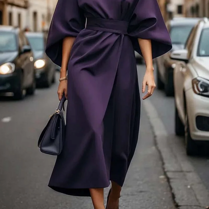 Women’s Belted Kimono Sleeve Midi Dress