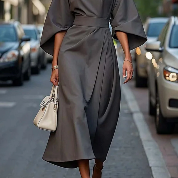 Women’s Belted Kimono Sleeve Midi Dress