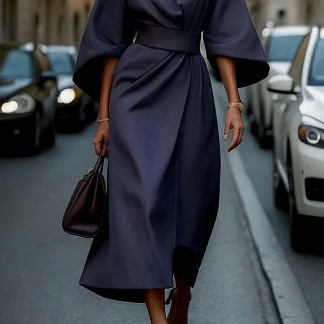 Women’s Belted Kimono Sleeve Midi Dress