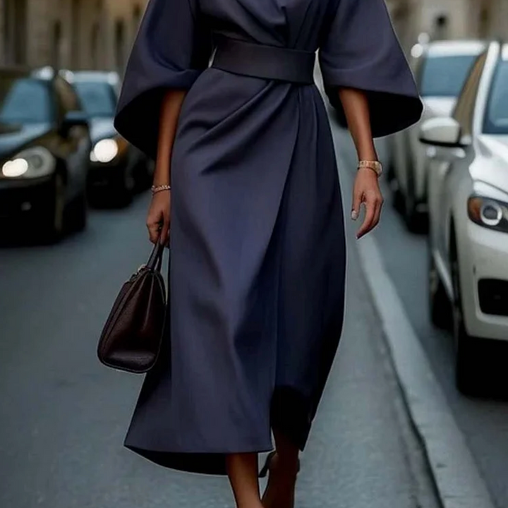 Women’s Belted Kimono Sleeve Midi Dress