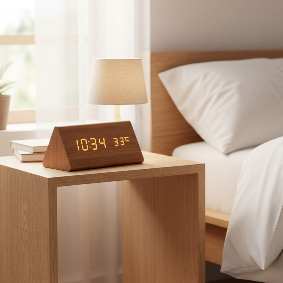 Variant image for LED-Holzuhr mit Sprachsteuerung – Moderne Holzdesign Uhr mit Klarer LED-Anzeige-1