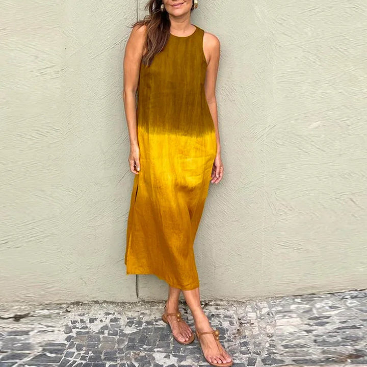 Sleeveless Gradient Summer Dress with Slit