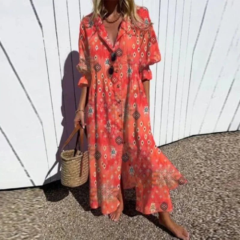 Collared Button-Down Maxi Dress