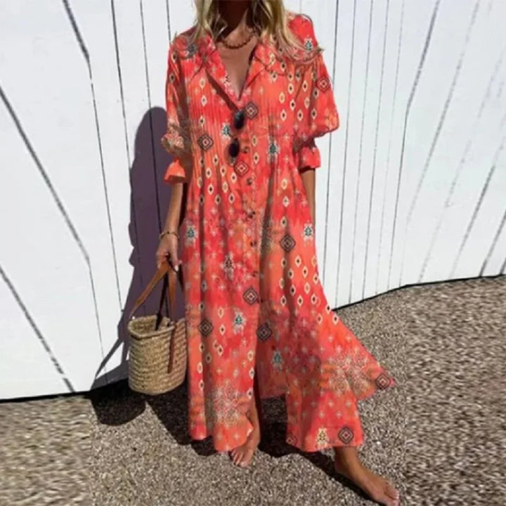 Collared Button-Down Maxi Dress