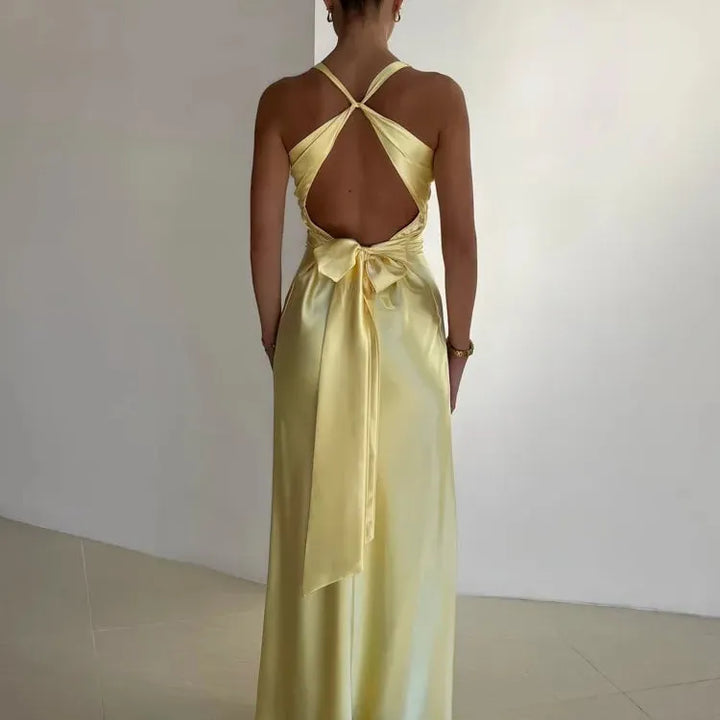 Summer Backless Satin-Look Dress