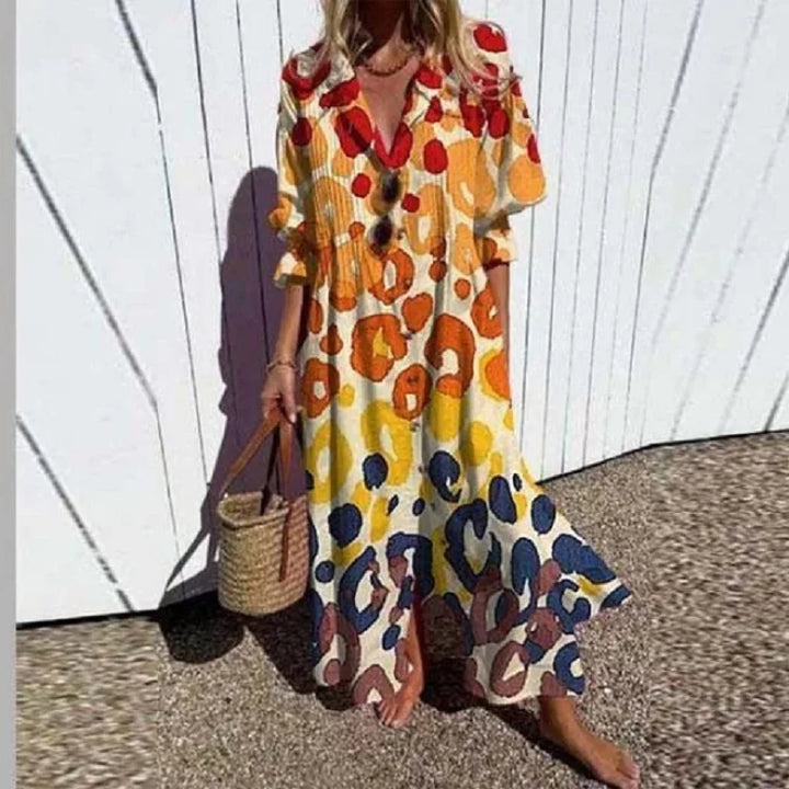 Collared Button-Down Maxi Dress