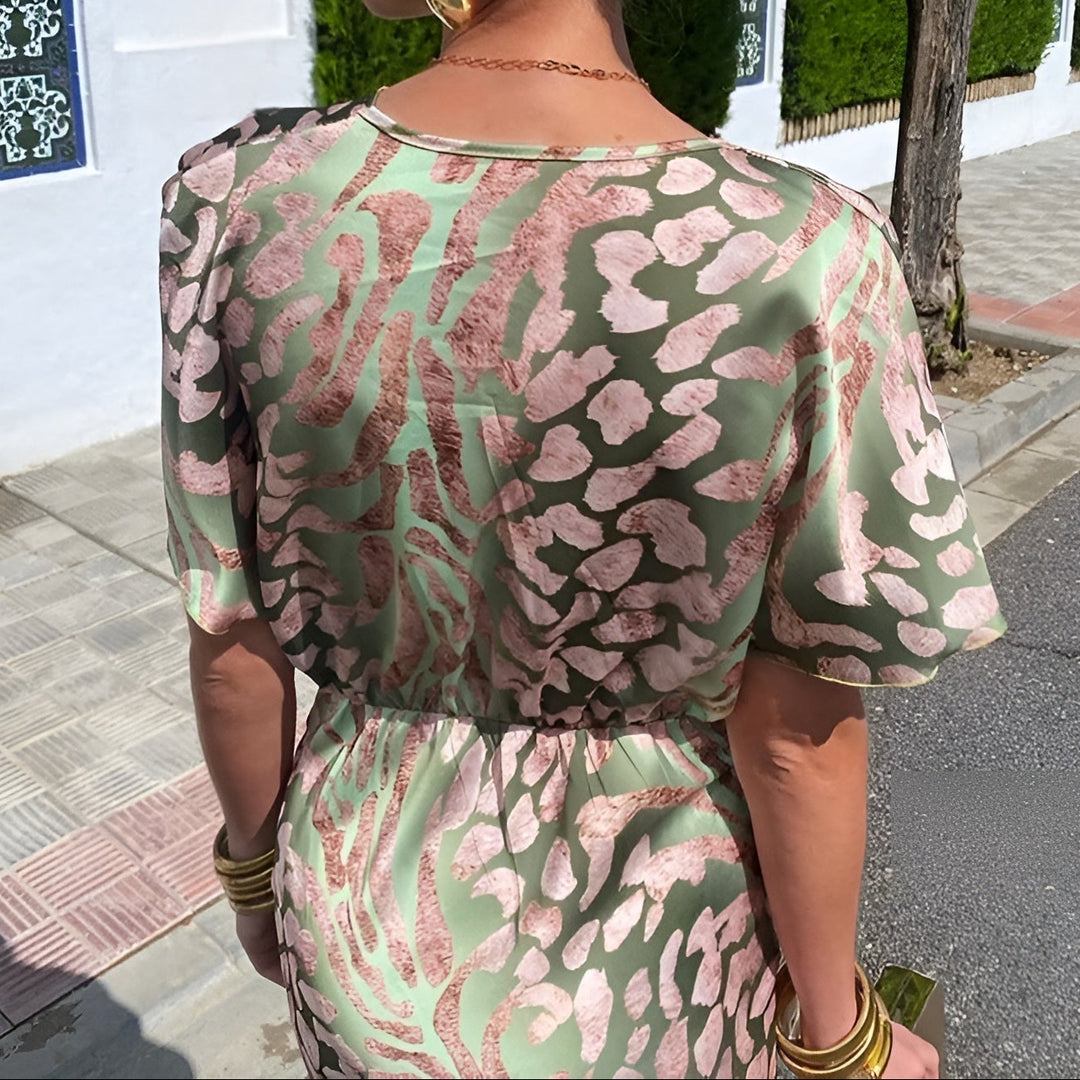 Printed Twist Front Bodycon Maxi Dress