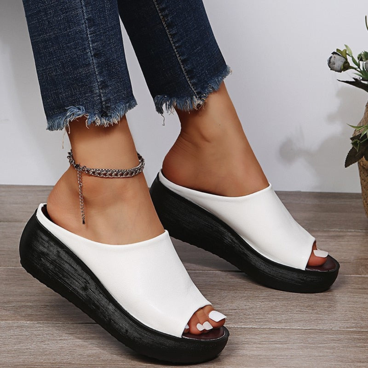 Peep Toe Platform Slide Sandals