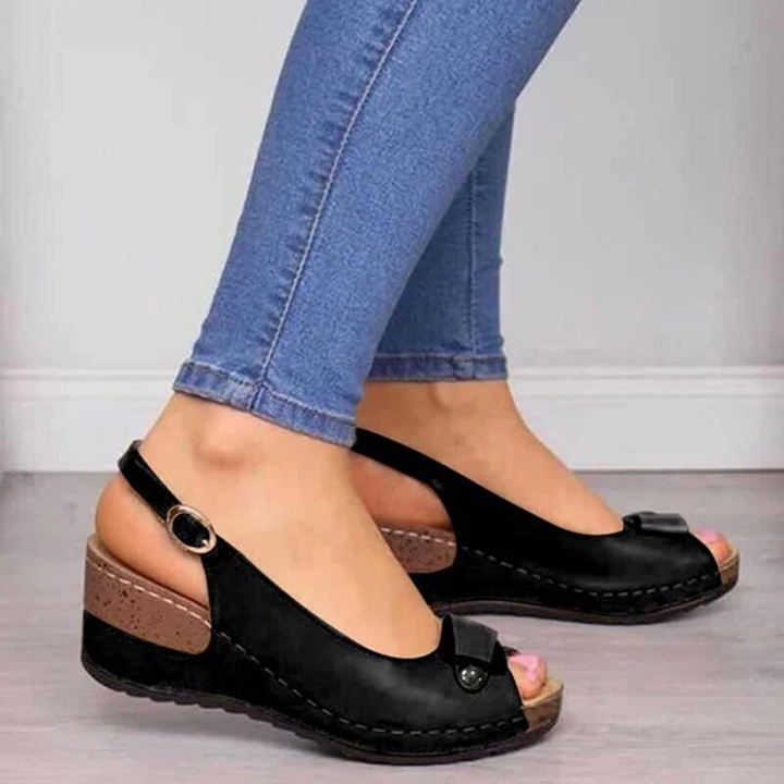 Peep Toe Slingback Wedge Sandals