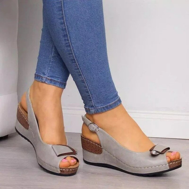 Peep Toe Slingback Wedge Sandals