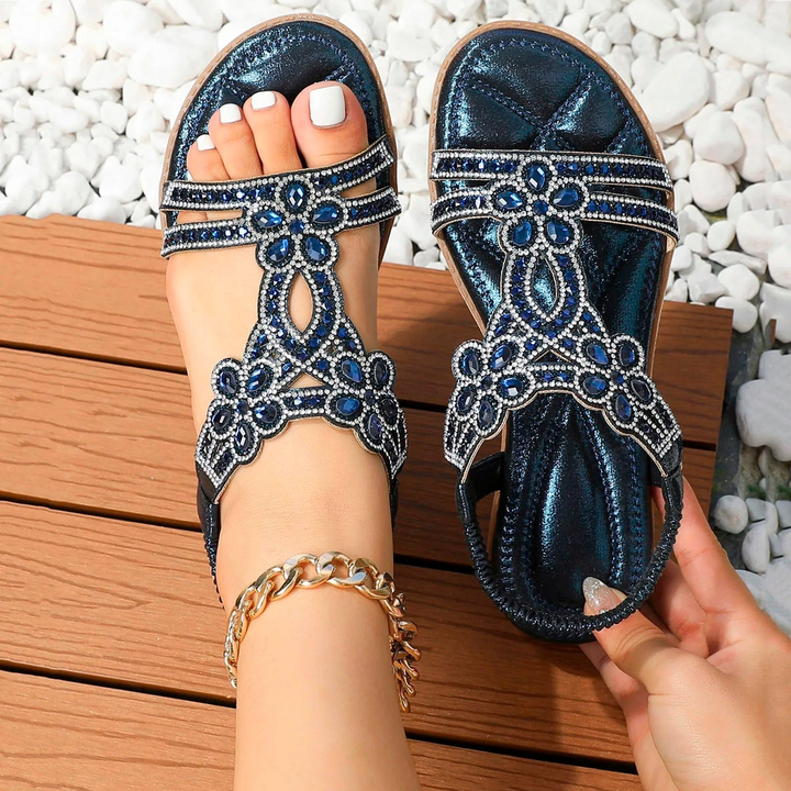 Rhinestone Boho Flat Sandals