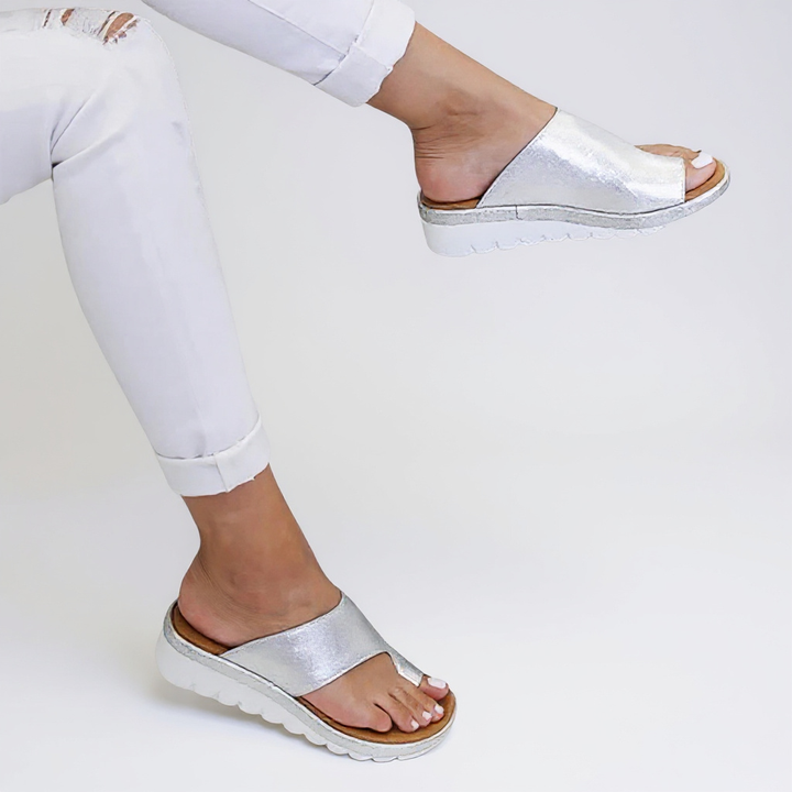 Wide-Strap Flat Slide Sandals