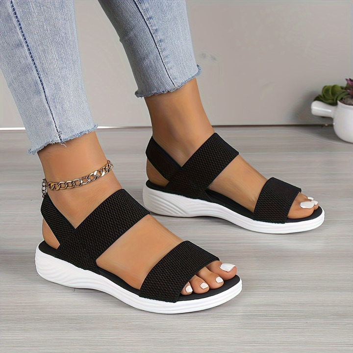 Elastic Strap Platform Sandals