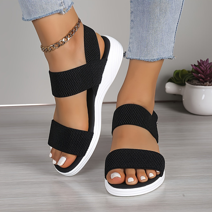Elastic Strap Platform Sandals