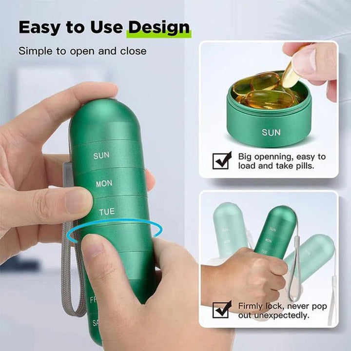 Tragbarer 7-Tage Pillen-Organizer aus Aluminium mit Wasserdichter Silikondichtung 7