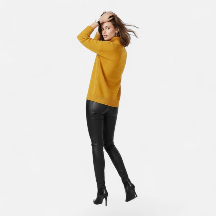 Valmonti | Women’s Wool-Blend Turtleneck Sweater – Oversized Thick Knit