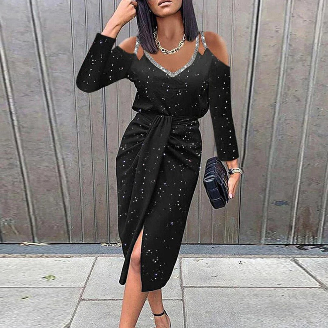 Vrouwen Elegante 3/4 Mouwen Flatterende Gewikkelde Riem Midi Zomerjurk - Diana