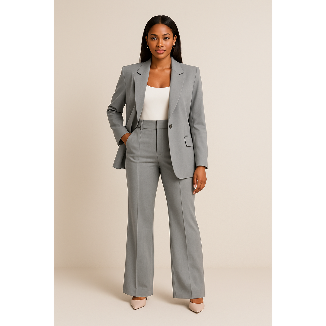 Single-Button Blazer And Flare Trouser Set