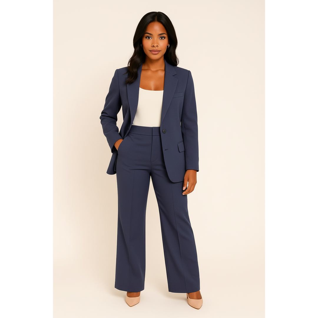 Single-Button Blazer And Flare Trouser Set