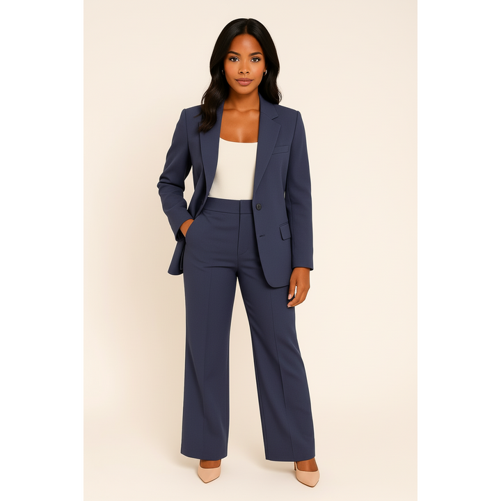 Single-Button Blazer And Flare Trouser Set