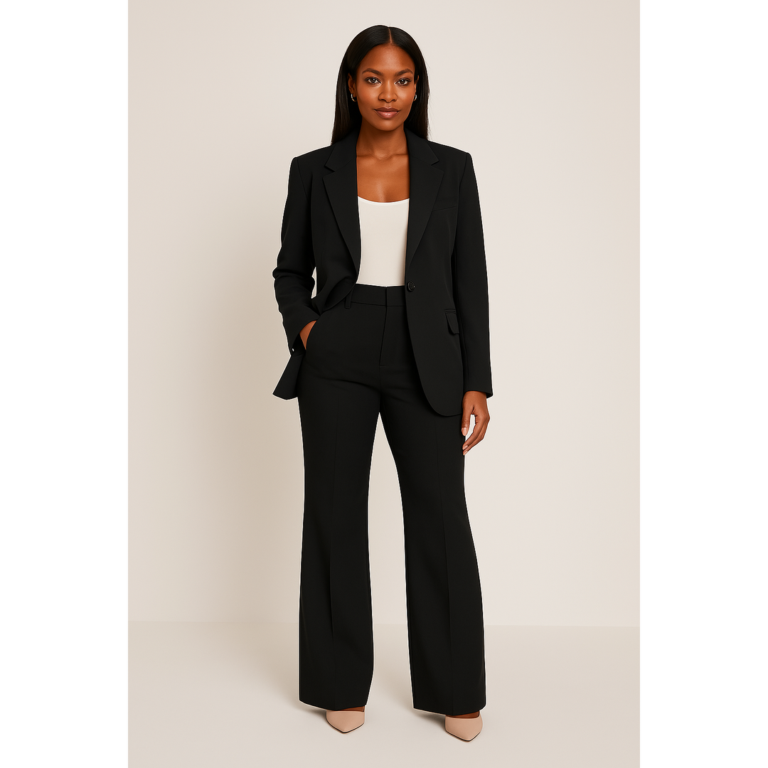 Single-Button Blazer And Flare Trouser Set