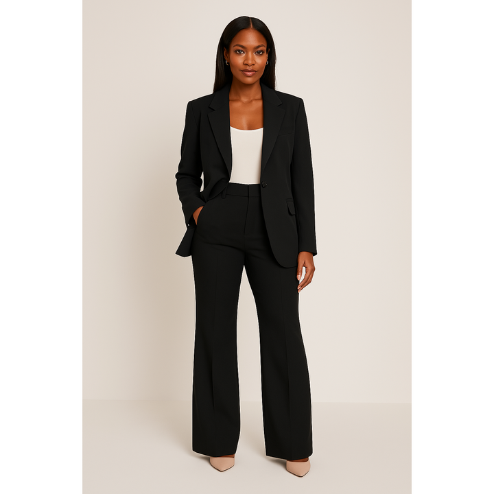 Single-Button Blazer And Flare Trouser Set
