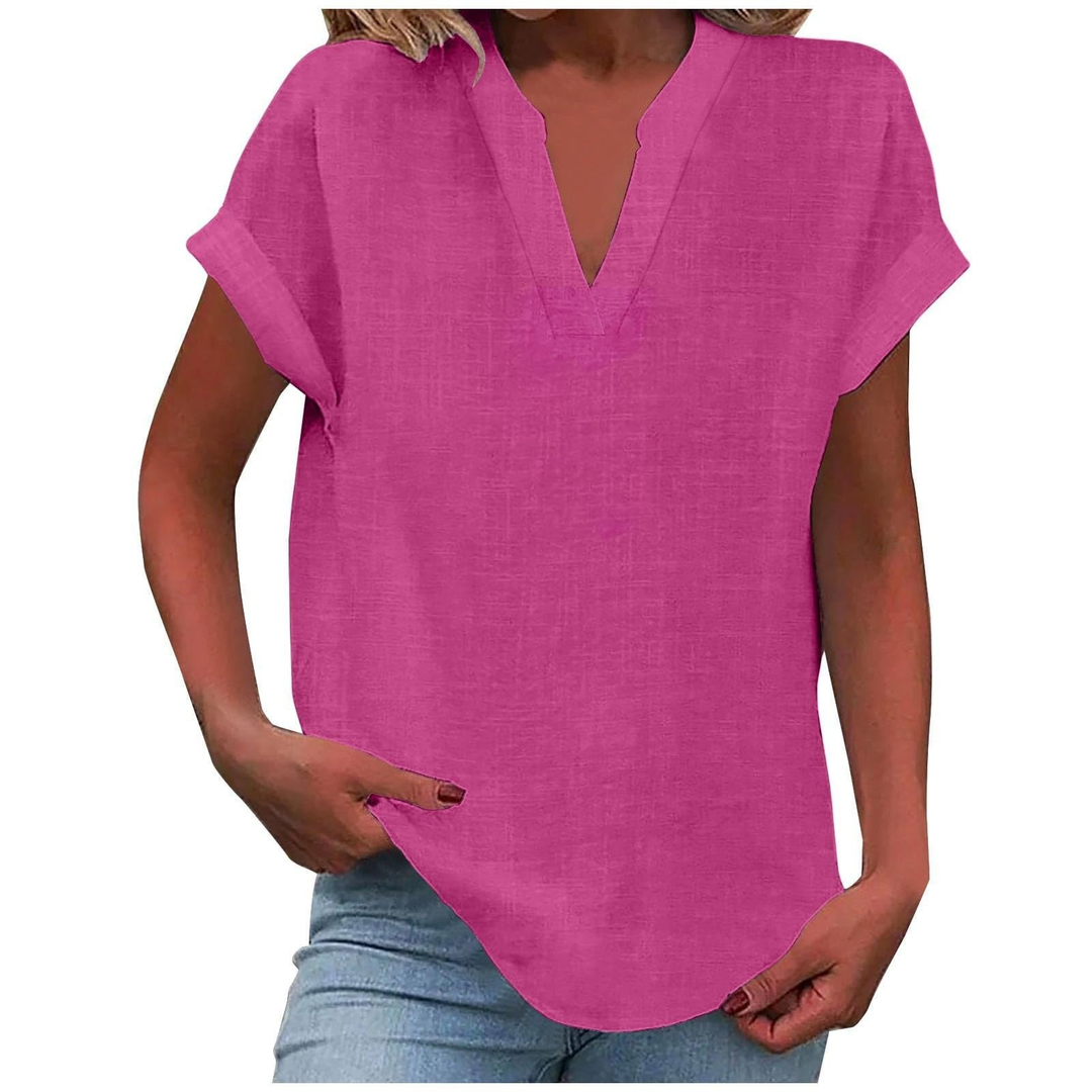 V-Neck Cap Sleeve Casual Top
