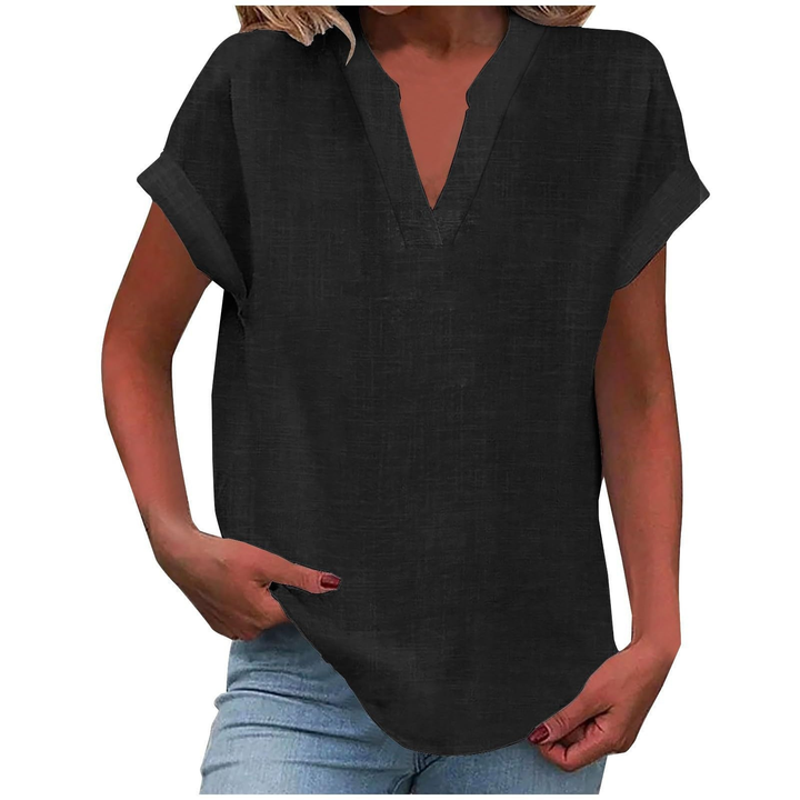V-Neck Cap Sleeve Casual Top