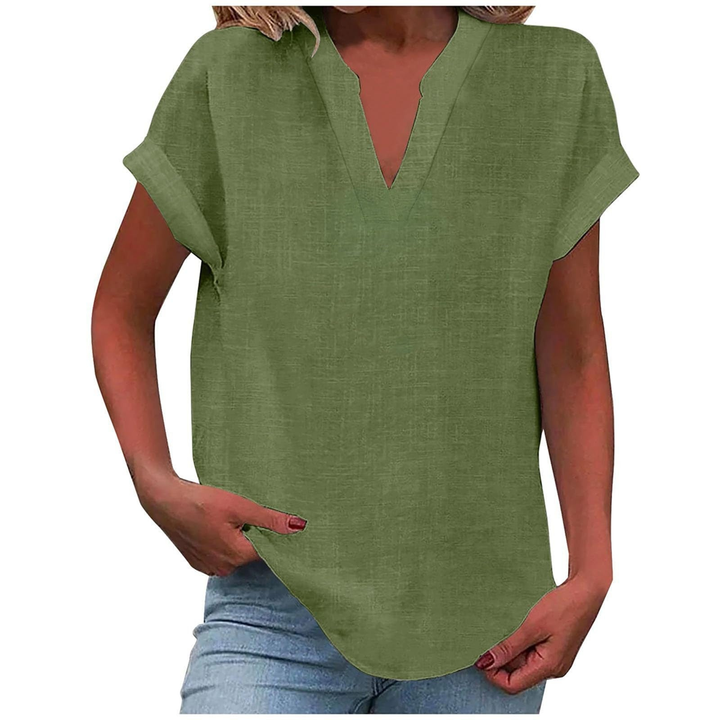 V-Neck Cap Sleeve Casual Top