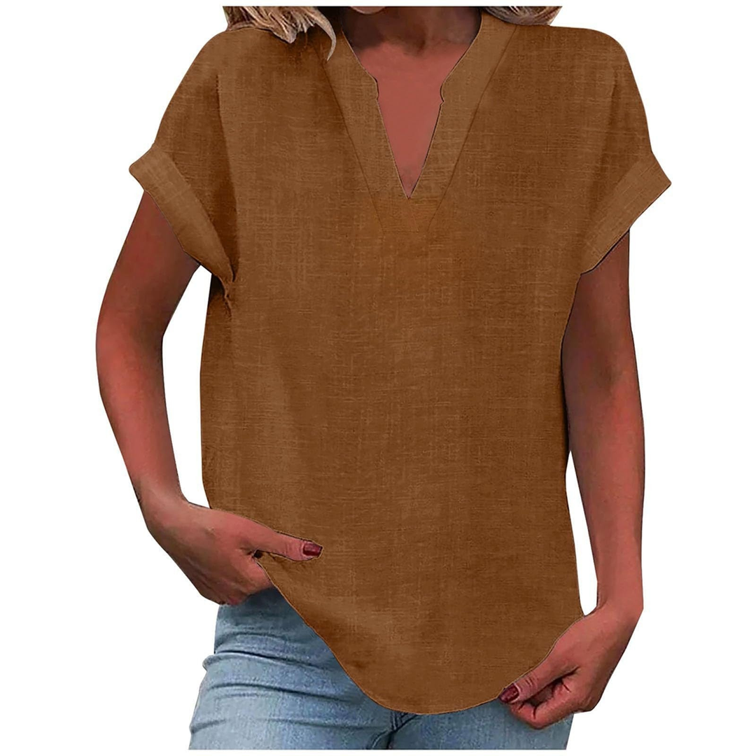 V-Neck Cap Sleeve Casual Top