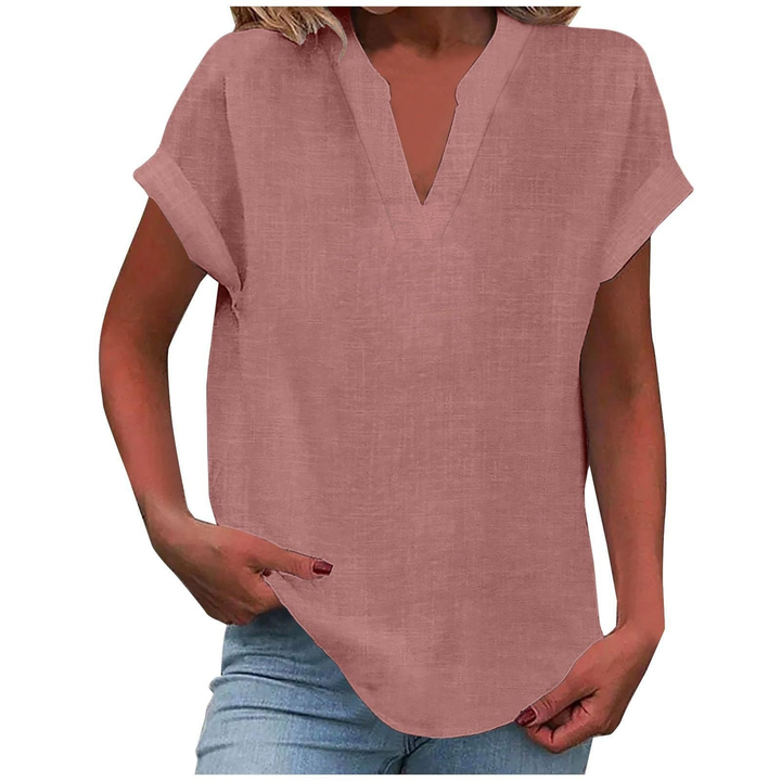 V-Neck Cap Sleeve Casual Top