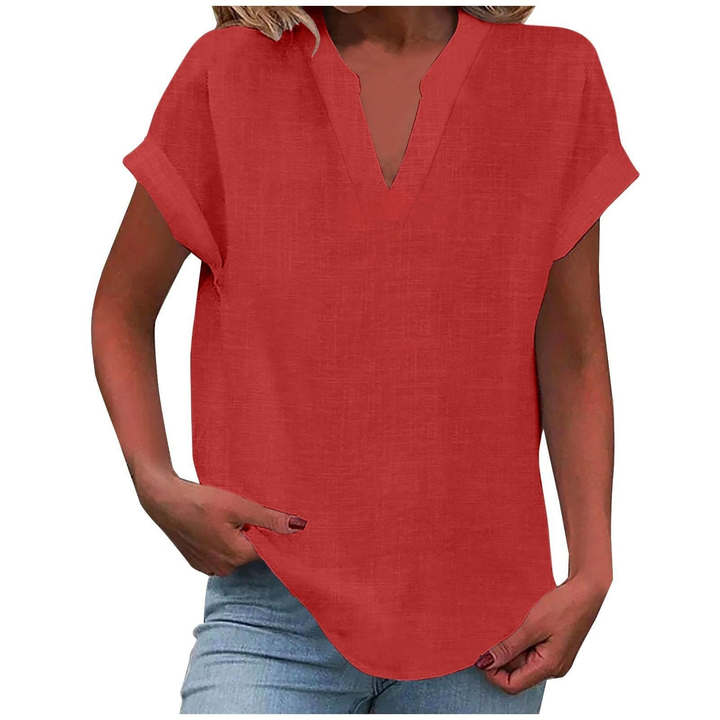 V-Neck Cap Sleeve Casual Top