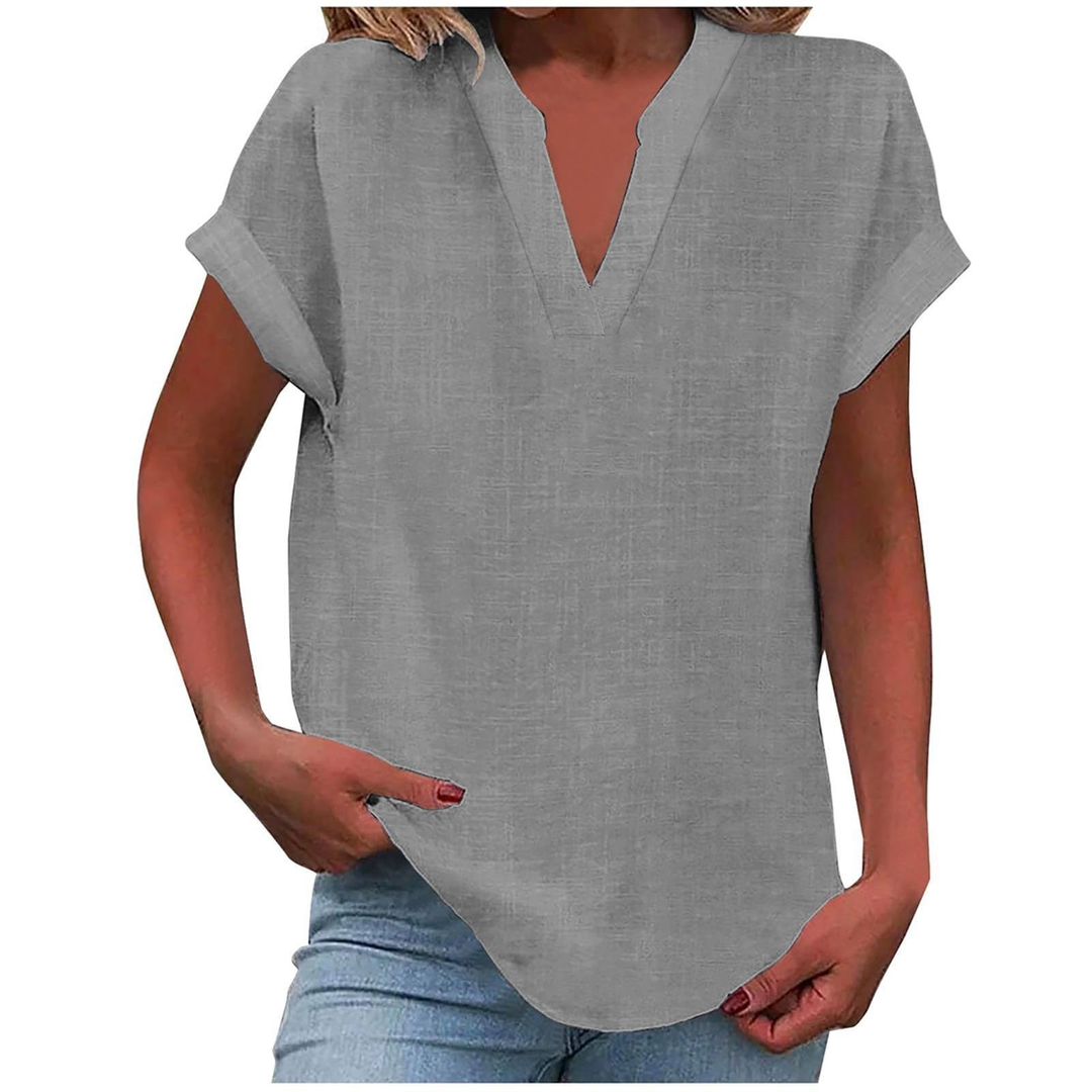 V-Neck Cap Sleeve Casual Top